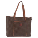 CELINE Macadam Canvas Tote Bag PVC Leather Brown Gold Auth 193538-1