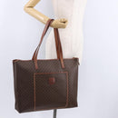 CELINE Macadam Canvas Tote Bag PVC Leather Brown Gold Auth 193538-23