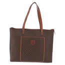 CELINE Macadam Canvas Tote Bag PVC Leather Brown Gold Auth 193538-13