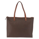 CELINE Macadam Canvas Tote Bag PVC Leather Brown Gold Auth 193538-2