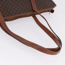 CELINE Macadam Canvas Tote Bag PVC Leather Brown Gold Auth 193538-8