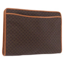 CELINE Macadam Canvas Clutch Bag PVC Leather Brown Gold Auth 193540V-1