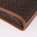 CELINE Macadam Canvas Clutch Bag PVC Leather Brown Gold Auth 193540V-10