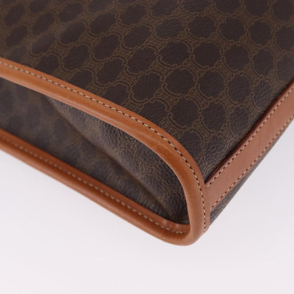 CELINE Macadam Canvas Clutch Bag PVC Leather Brown Gold Auth 193540V