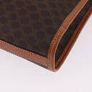 CELINE Macadam Canvas Clutch Bag PVC Leather Brown Gold Auth 193540V-11