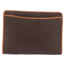 CELINE Macadam Canvas Clutch Bag PVC Leather Brown Gold Auth 193540V-2