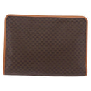 CELINE Macadam Canvas Clutch Bag PVC Leather Brown Gold Auth 193540V-3