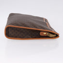 CELINE Macadam Canvas Clutch Bag PVC Leather Brown Gold Auth 193540V-4