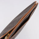 CELINE Macadam Canvas Clutch Bag PVC Leather Brown Gold Auth 193540V-6