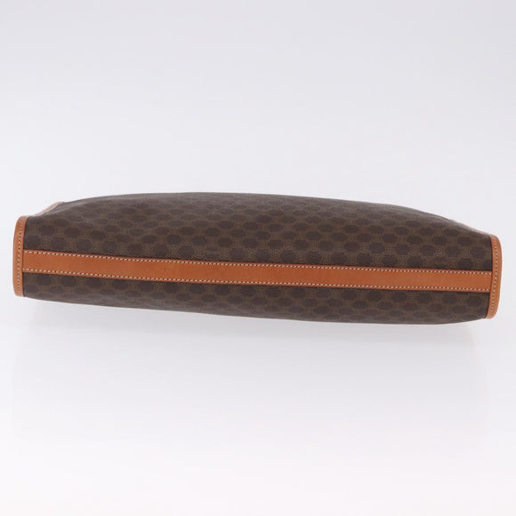 CELINE Macadam Canvas Clutch Bag PVC Leather Brown Gold Auth 193540V