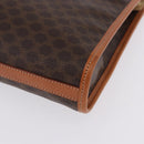 CELINE Macadam Canvas Clutch Bag PVC Leather Brown Gold Auth 193540V-9