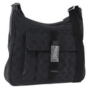 GUCCI GG Canvas Shoulder Bag Black Silver 131211 Auth 193541-1