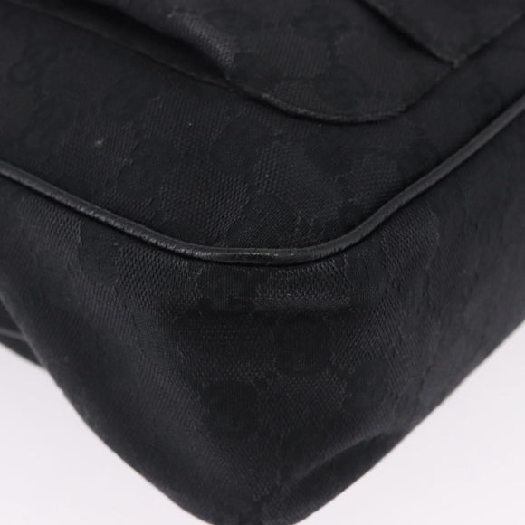 GUCCI GG Canvas Shoulder Bag Black Silver 131211 Auth 193541