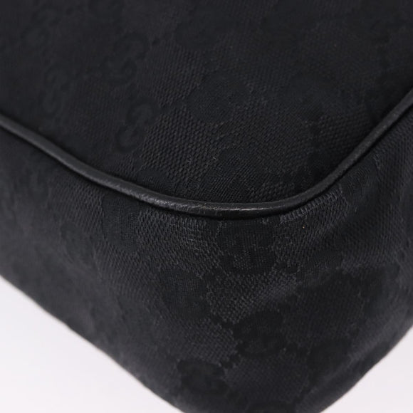 GUCCI GG Canvas Shoulder Bag Black Silver 131211 Auth 193541
