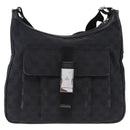 GUCCI GG Canvas Shoulder Bag Black Silver 131211 Auth 193541-13