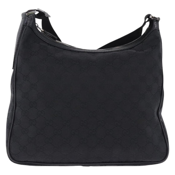 GUCCI GG Canvas Shoulder Bag Black Silver 131211 Auth 193541
