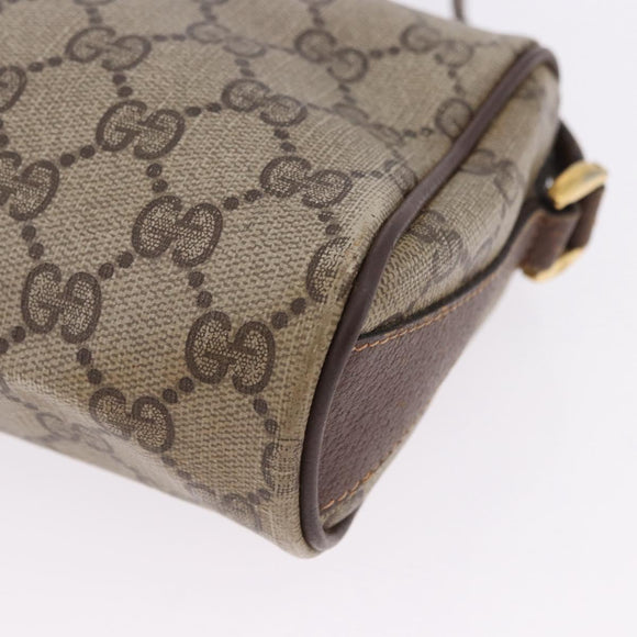 GUCCI GG Supreme Web Sherry Line Bag PVC Beige Gold 89 02 018 Auth 193543