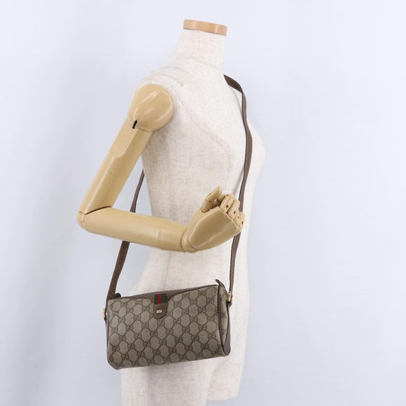 GUCCI GG Supreme Web Sherry Line Bag PVC Beige Gold 89 02 018 Auth 193543