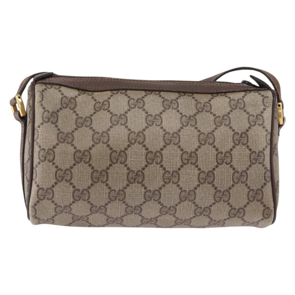 GUCCI GG Supreme Web Sherry Line Bag PVC Beige Gold 89 02 018 Auth 193543