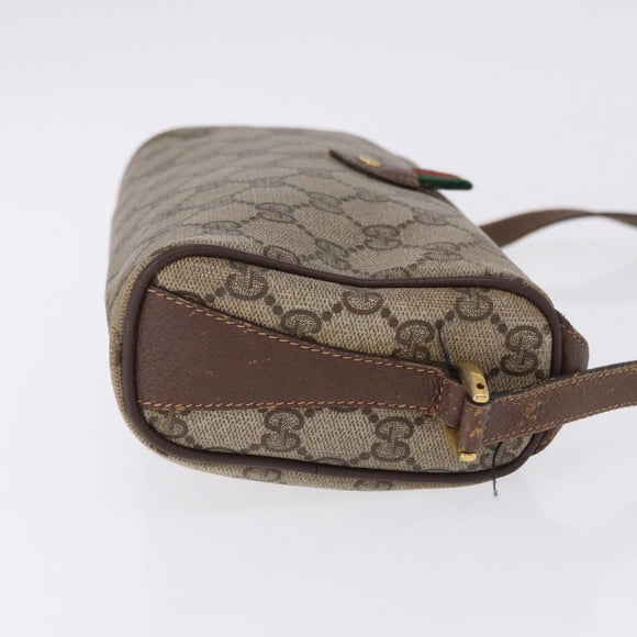 GUCCI GG Supreme Web Sherry Line Bag PVC Beige Gold 89 02 018 Auth 193543