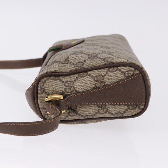 GUCCI GG Supreme Web Sherry Line Bag PVC Beige Gold 89 02 018 Auth 193543