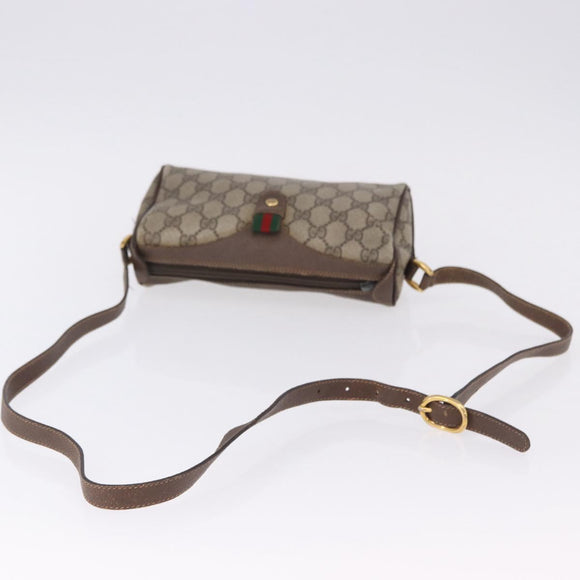 GUCCI GG Supreme Web Sherry Line Bag PVC Beige Gold 89 02 018 Auth 193543