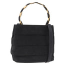 Salvatore Ferragamo Vala Hand Bag Canvas 2way Black Gold Auth 193549-1