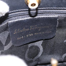 Salvatore Ferragamo Vala Hand Bag Canvas 2way Black Gold Auth 193549-12