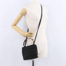 Salvatore Ferragamo Vala Hand Bag Canvas 2way Black Gold Auth 193549-23
