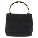 Salvatore Ferragamo Vala Hand Bag Canvas 2way Black Gold Auth 193549-2