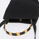 Salvatore Ferragamo Vala Hand Bag Canvas 2way Black Gold Auth 193549-6