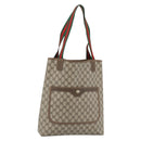 GUCCI GG Supreme Web Sherry Line Tote Bag PVC Beige 39 02 003 Auth 193552A-1