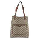 GUCCI GG Supreme Web Sherry Line Tote Bag PVC Beige 39 02 003 Auth 193552A-2