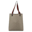 GUCCI GG Supreme Web Sherry Line Bag PVC Beige Gold 002 123 6487 Auth 193553A-2