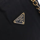 PRADA Chain Shoulder Tote Bag Nylon Black Gold Auth 193554-15