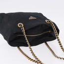 PRADA Chain Shoulder Tote Bag Nylon Black Gold Auth 193554-6