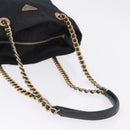 PRADA Chain Shoulder Tote Bag Nylon Black Gold Auth 193554-7