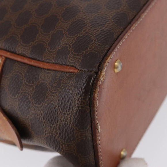CELINE Macadam Canvas Hand Bag PVC Leather Brown Gold Auth 193555