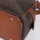 CELINE Macadam Canvas Hand Bag PVC Leather Brown Gold Auth 193555-15