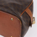 CELINE Macadam Canvas Hand Bag PVC Leather Brown Gold Auth 193555-9