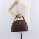 CELINE Macadam Canvas Hand Bag PVC Leather Brown Gold Auth 193555-22
