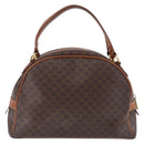 CELINE Macadam Canvas Hand Bag PVC Leather Brown Gold Auth 193555-2