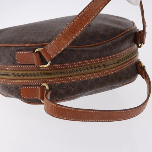 CELINE Macadam Canvas Hand Bag PVC Leather Brown Gold Auth 193555