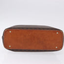 CELINE Macadam Canvas Hand Bag PVC Leather Brown Gold Auth 193555-5