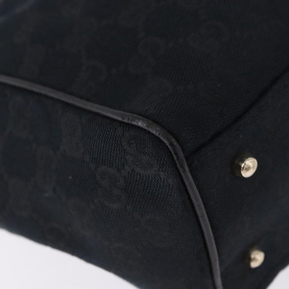 GUCCI GG Canvas Hand Bag Black Gold 145810 Auth 193556A