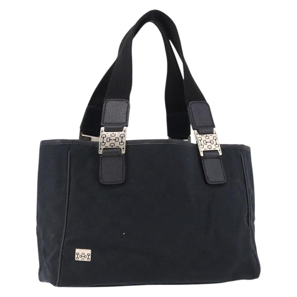 GUCCI GG Canvas Hand Bag Black Gold 145810 Auth 193556A