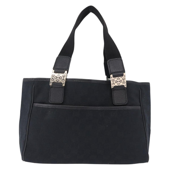 GUCCI GG Canvas Hand Bag Black Gold 145810 Auth 193556A