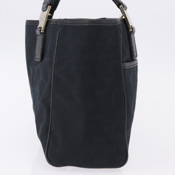 GUCCI GG Canvas Hand Bag Black Gold 145810 Auth 193556A