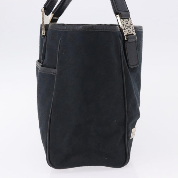 GUCCI GG Canvas Hand Bag Black Gold 145810 Auth 193556A