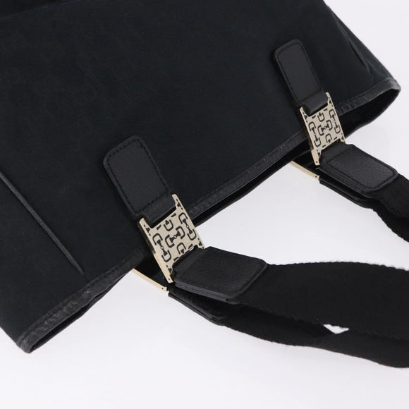 GUCCI GG Canvas Hand Bag Black Gold 145810 Auth 193556A